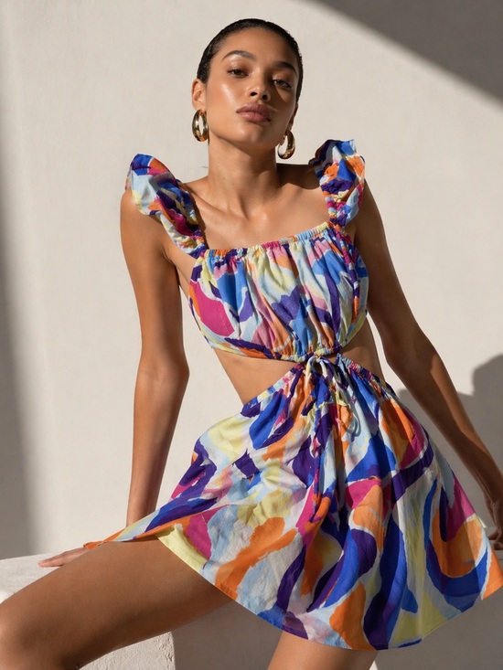 Milly Dresses & Skirts - MILLY Cabana Abstract Print Cutout Mini Dress Size Large